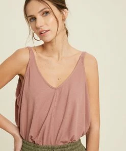 WL Besos Ribbed Flowy Tank Top - Mauve TOPS