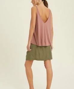WL Besos Ribbed Flowy Tank Top - Mauve TOPS