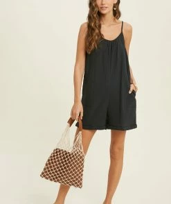 WL Keep Your Cool Pocketed Cotton Relaxed Romper - Navy