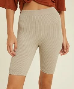 WL Form Ribbed Biker Shorts - Champagne BOTTOMS