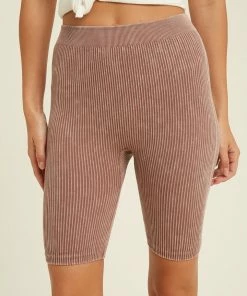 WL Form Ribbed Biker Shorts - Red Bean BOTTOMS