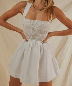 PEPPERMAYO BRIDAL European Towns Linen Mini Dress - Ivory