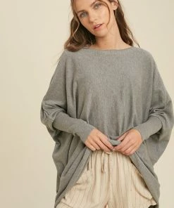 BT Josephine Twist Front Knit Top - Grey