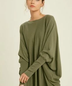 BT Josephine Twist Front Knit Top - Olive