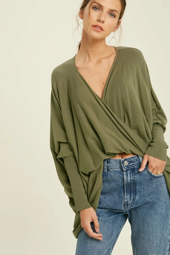 BT Josephine Twist Front Knit Top - Olive 3 BT Josephine Twist Front Knit Top - Olive