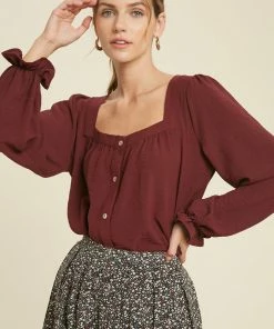 WL Lex Button Down Square Neck Blouse 14 WL Lex Button Down Square Neck Blouse