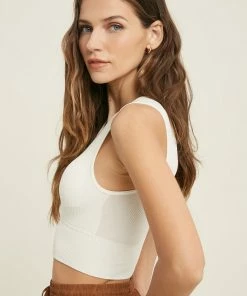 WL Sculpt Ribbed Padded Tank Top - Cream