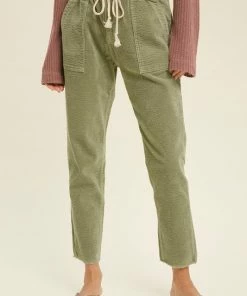 WL Karissa Drawstring Corduroy Pocketed Pants - Olive 15 WL Karissa Drawstring Corduroy Pocketed Pants - Olive
