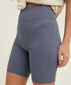 WL ACTIVEWEAR Superset Ribbed Biker Shorts- Slate