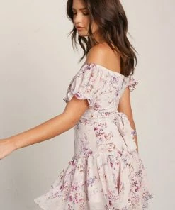 ONE & ONLY COLLECTIVE Sunny Floral Off The Shoulder Ruffle Dress DRESSES