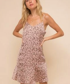 HEM&THREAD Carol Leopard Satin Dress ANIMAL PRINT