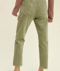 WL Karissa Drawstring Corduroy Pocketed Pants - Olive 19 WL Karissa Drawstring Corduroy Pocketed Pants - Olive