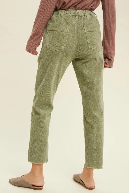 WL Karissa Drawstring Corduroy Pocketed Pants - Olive 11 WL Karissa Drawstring Corduroy Pocketed Pants - Olive