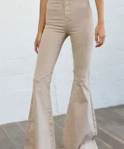 BT Oswald Bell Bottom Denim Pants - Taupe