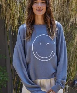 BT BEST SELLERS Happy Day Winky Face Pullover Sweater