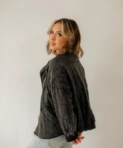 BT Timber Cotton Blend Pocketed Quilted Jacket - Charcoal OUTERWEAR