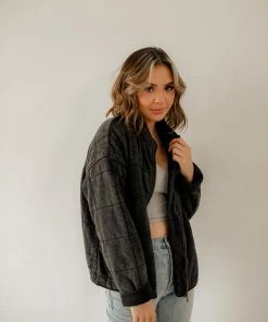 BT Timber Cotton Blend Pocketed Quilted Jacket - Charcoal OUTERWEAR