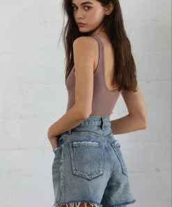 BT BOTTOMS Warren High Rise Distressed Denim Shorts