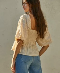 BT TOPS Sugar Cotton Smocked Babydoll Top