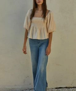 BT TOPS Sugar Cotton Smocked Babydoll Top