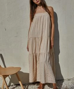 BT Baker Cotton Gingham Tiered Maxi Dress
