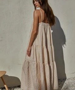 BT Baker Cotton Gingham Tiered Maxi Dress