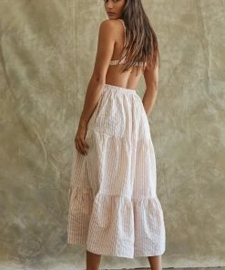 BT Afternoon Tea Striped Open Back Midi Dress