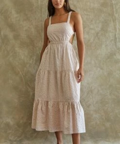 BT Afternoon Tea Striped Open Back Midi Dress