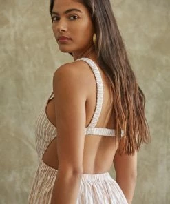 BT Afternoon Tea Striped Open Back Midi Dress