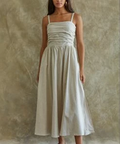 BT Porter Linen Gathered Pocketed Midi Dress 21 BT Porter Linen Gathered Pocketed Midi Dress