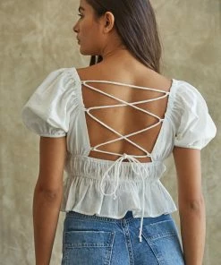 BT BEST SELLERS Dear August Puff Sleeve Crop Top