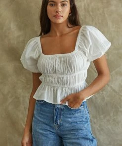 BT BEST SELLERS Dear August Puff Sleeve Crop Top
