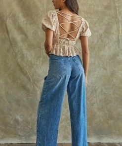 BT Watch Me Blossom Puff Sleeve Crop Top