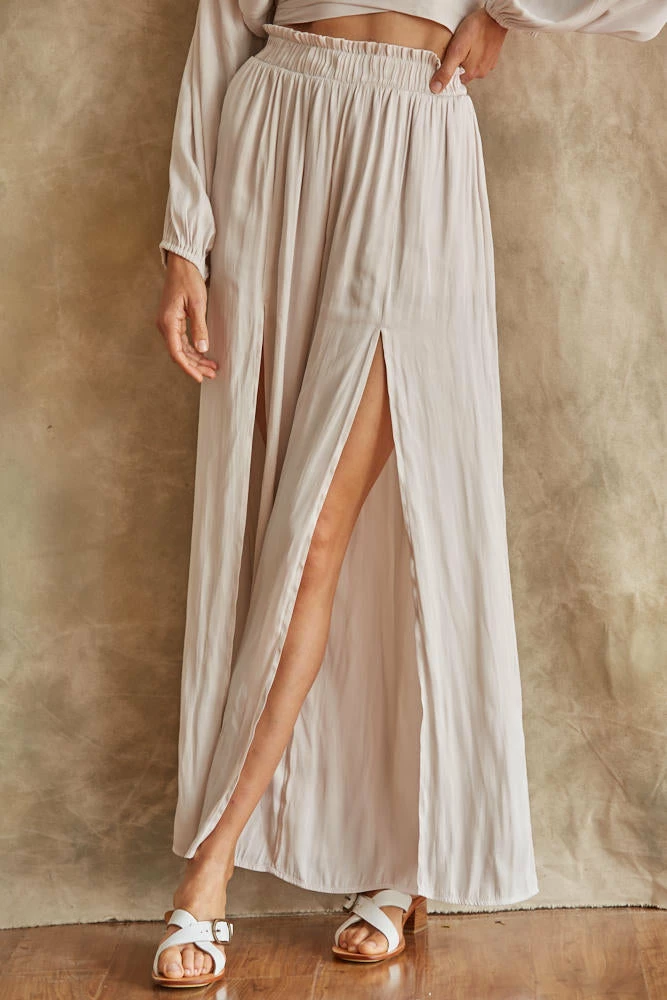 BT BRIDAL Pure Bliss Slit Satin Pants - Pearl 12 BT BRIDAL Pure Bliss Slit Satin Pants - Pearl