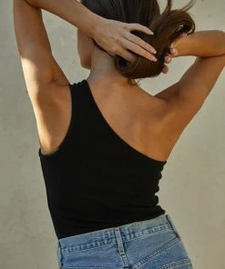 BT Ophelia Ribbed One Shoulder Top - Black
