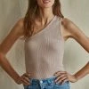 BT Ophelia Ribbed One Shoulder Top - Mocha