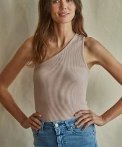 BT Ophelia Ribbed One Shoulder Top - Mocha