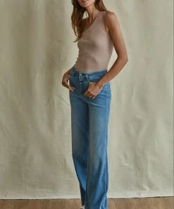 BT Ophelia Ribbed One Shoulder Top - Mocha