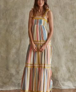 BT BUMP FRIENDLY Merry Meadow Striped Tiered Maxi Dress
