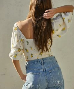 BT BEST SELLERS Lemon Zest Smocked Crop Top