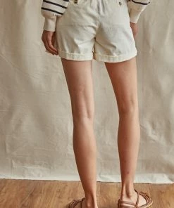 BT Barnett Cotton Pocketed High Rise Shorts- Cream 17 BT Barnett Cotton Pocketed High Rise Shorts- Cream