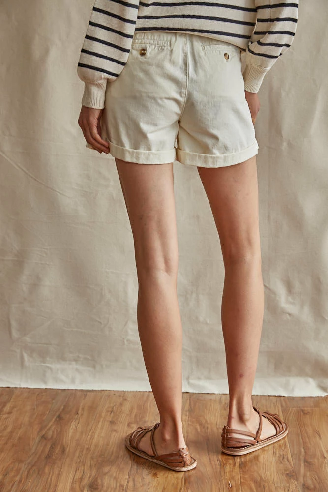BT Barnett Cotton Pocketed High Rise Shorts- Cream 9 BT Barnett Cotton Pocketed High Rise Shorts- Cream