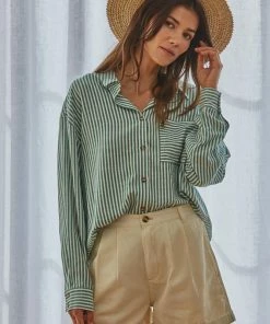 BT Vincent Striped Button Down Top TOPS