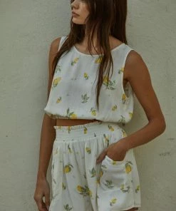 BT Lemon Zest Linen High Rise Shorts