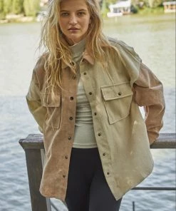 BT Remi Corduroy Color Block Shacket TOPS