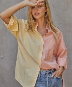 BT TOPS Lemonade Breeze Color Block Button Down Top 19 BT TOPS Lemonade Breeze Color Block Button Down Top
