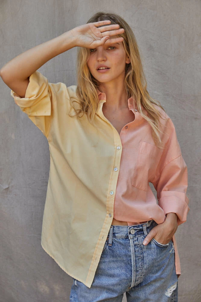 BT TOPS Lemonade Breeze Color Block Button Down Top 9 BT TOPS Lemonade Breeze Color Block Button Down Top