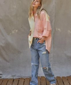 BT TOPS Lemonade Breeze Color Block Button Down Top 20 BT TOPS Lemonade Breeze Color Block Button Down Top