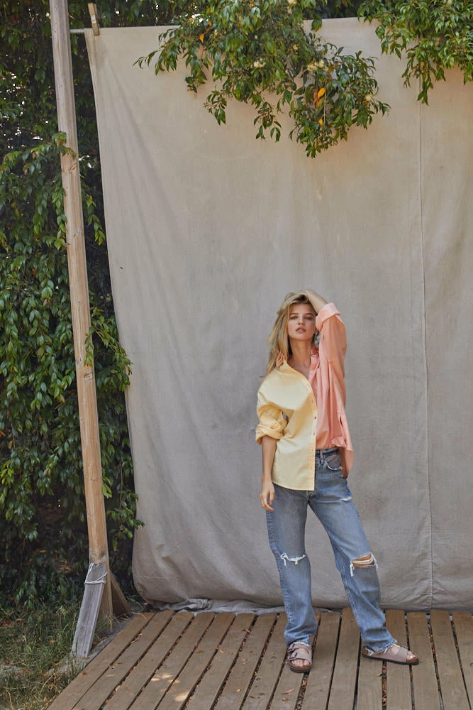 BT TOPS Lemonade Breeze Color Block Button Down Top 12 BT TOPS Lemonade Breeze Color Block Button Down Top