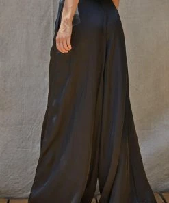 BT Tamra Wide Leg Satin Pants- Black MATCHING SETS